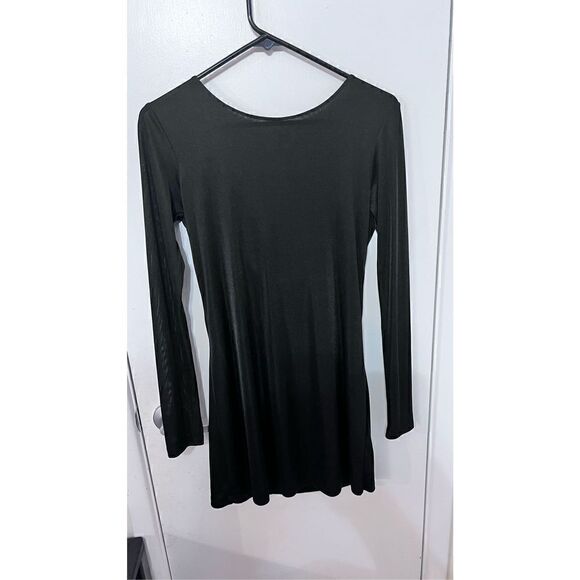 Parker Women's Silk Open Back Long Sleeve Bodycon Mini Dress Black Size Small - Picture 3 of 13